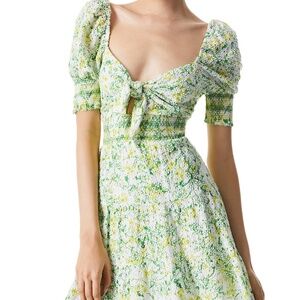 ALICE + OLIVIA Kristie Green Floral Eyelet Mini Dress Size 12